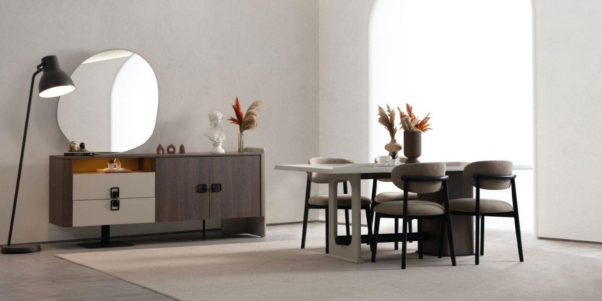 Prada Yemek Odası Takımı Koyu Ceviz